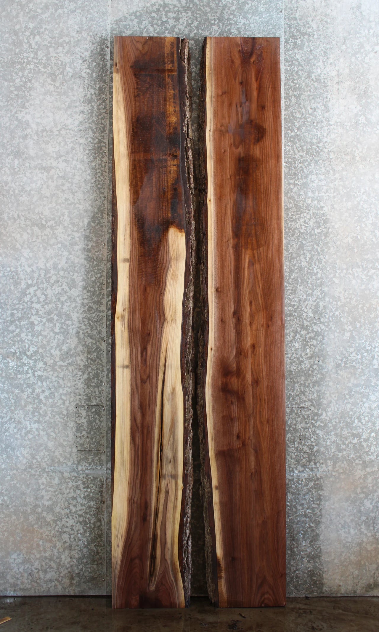 2- Bookmatched Live Edge Black Walnut Dining/Kitchen Table Top 20430-20431
