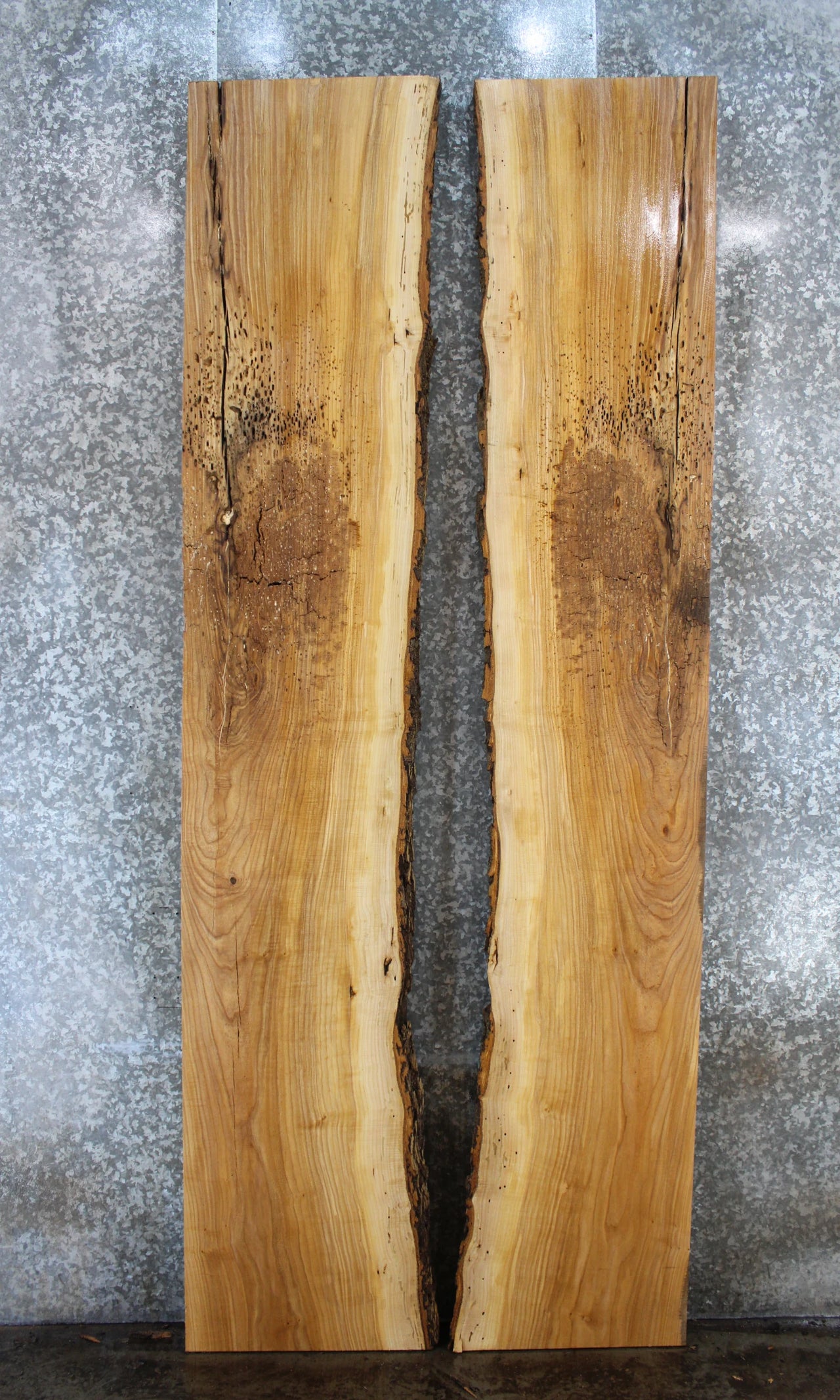 2- BookmatchedLive Edge Ash Kitchen/Dining Table Top Slab 20432-20433