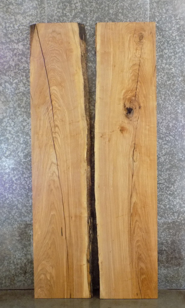 2- Rustic Natural Edge Ash Bookmatched Dining Table Top Slabs 20454-20455