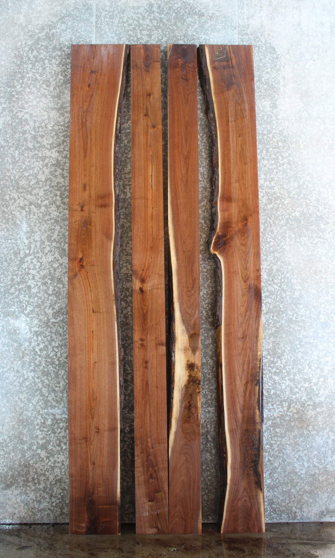 4- Bookmatched Live Edge Black Walnut Dining/Kitchen Table Top 20458-20460