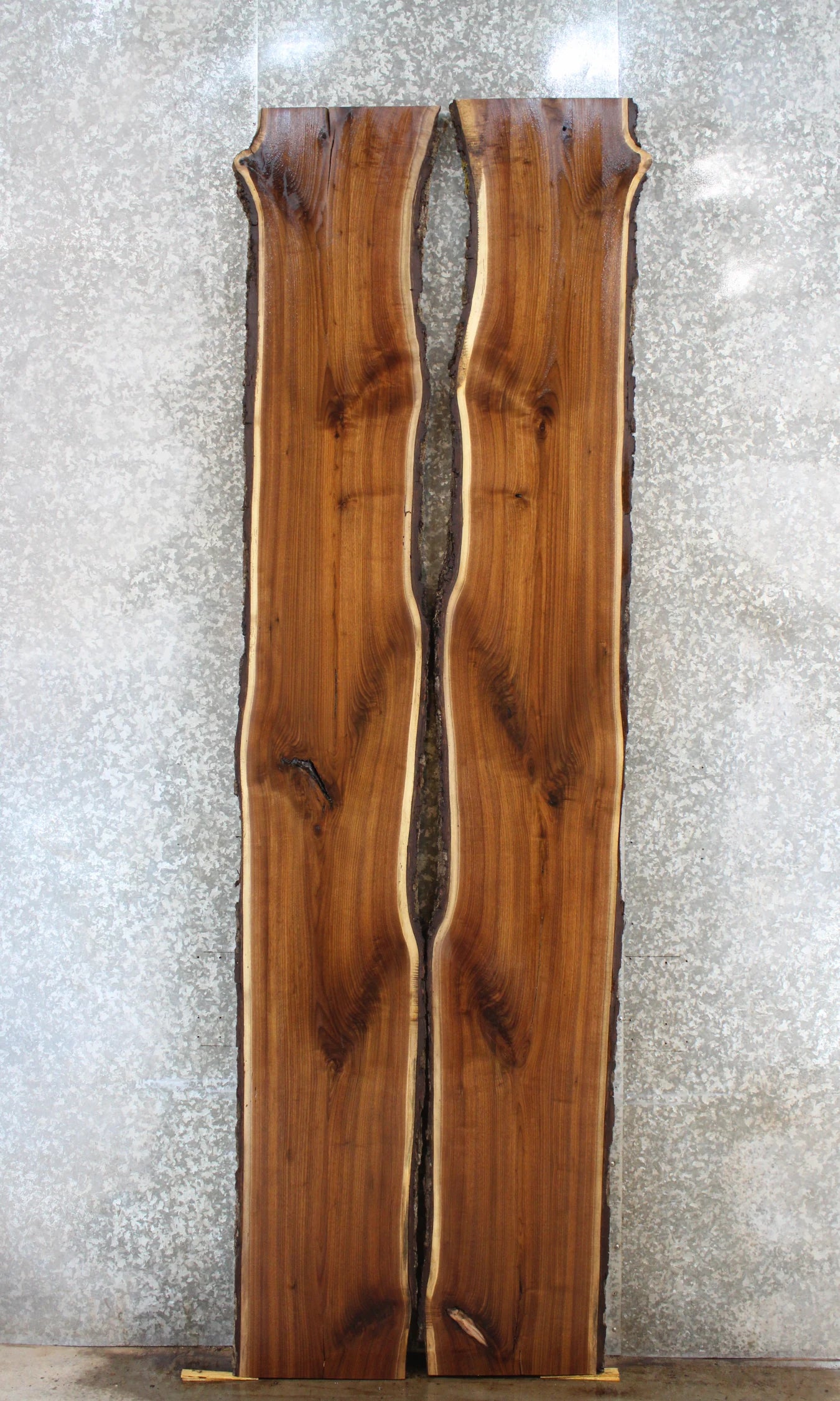 2- Bookmatched Live Edge Black Walnut River Table Top Slabs 20459-20460