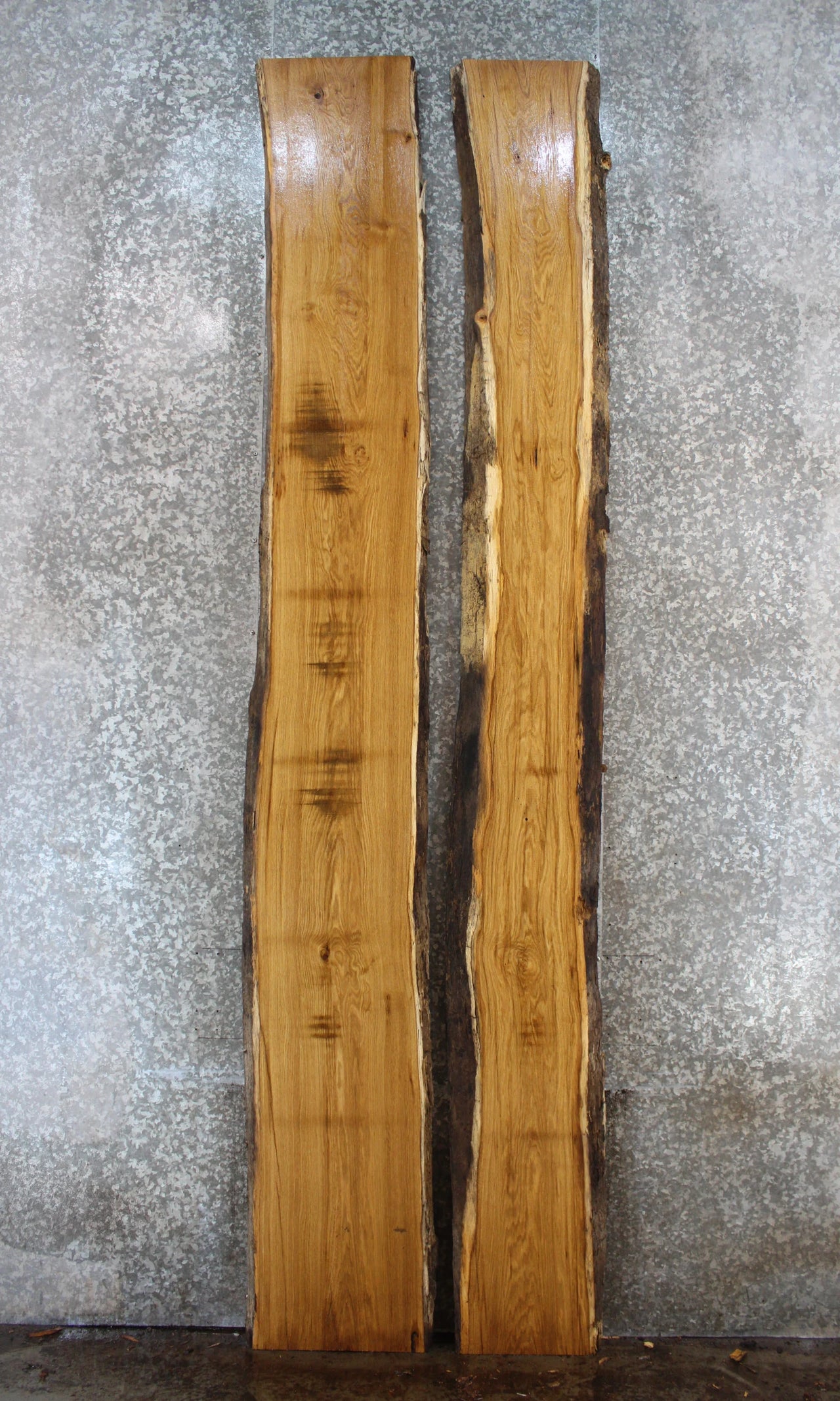 2- Bookmatched Live Edge White Oak River/Dining Table Top 20481-20482
