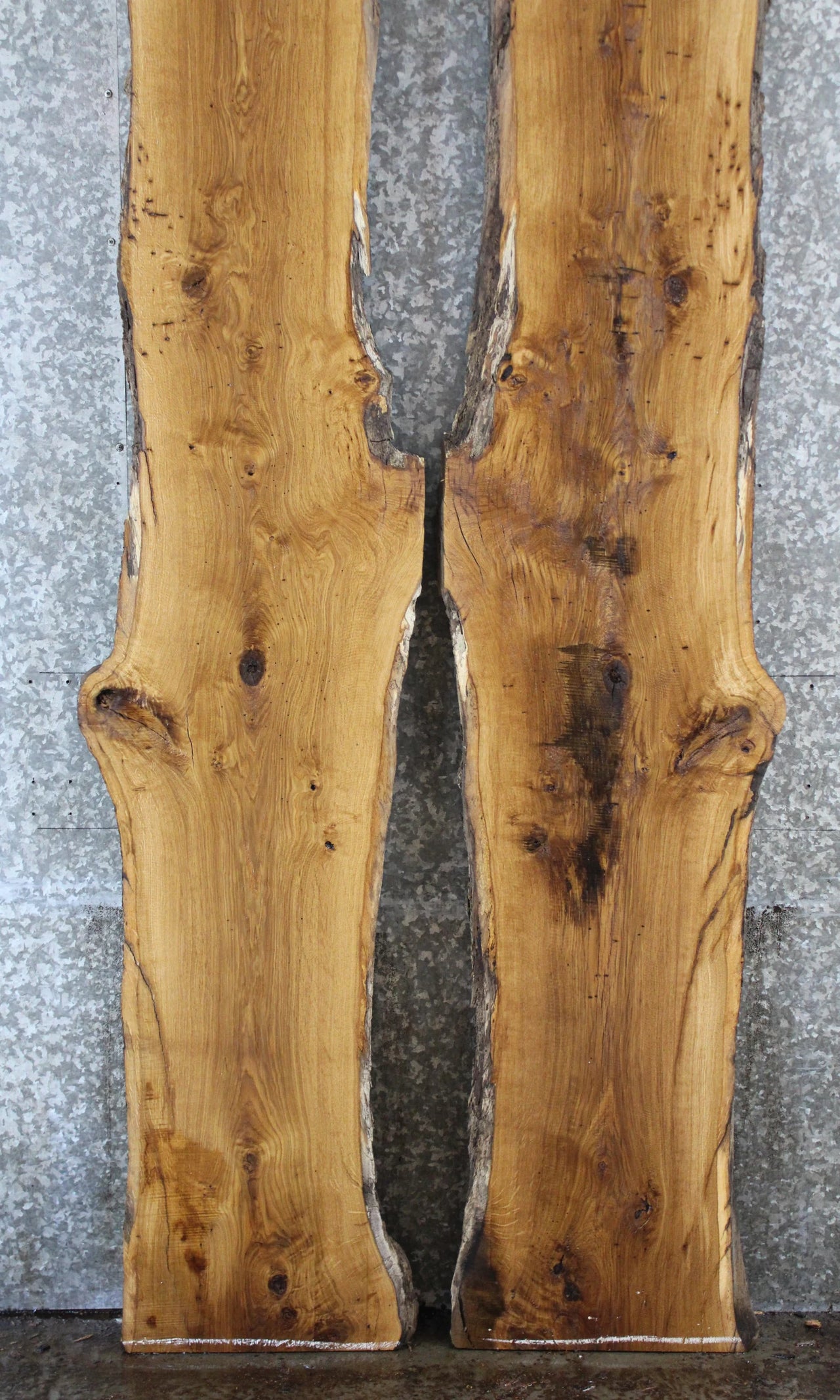 2- Bookmatched Live Edge White Oak River/Dining Table Top 20491-20492