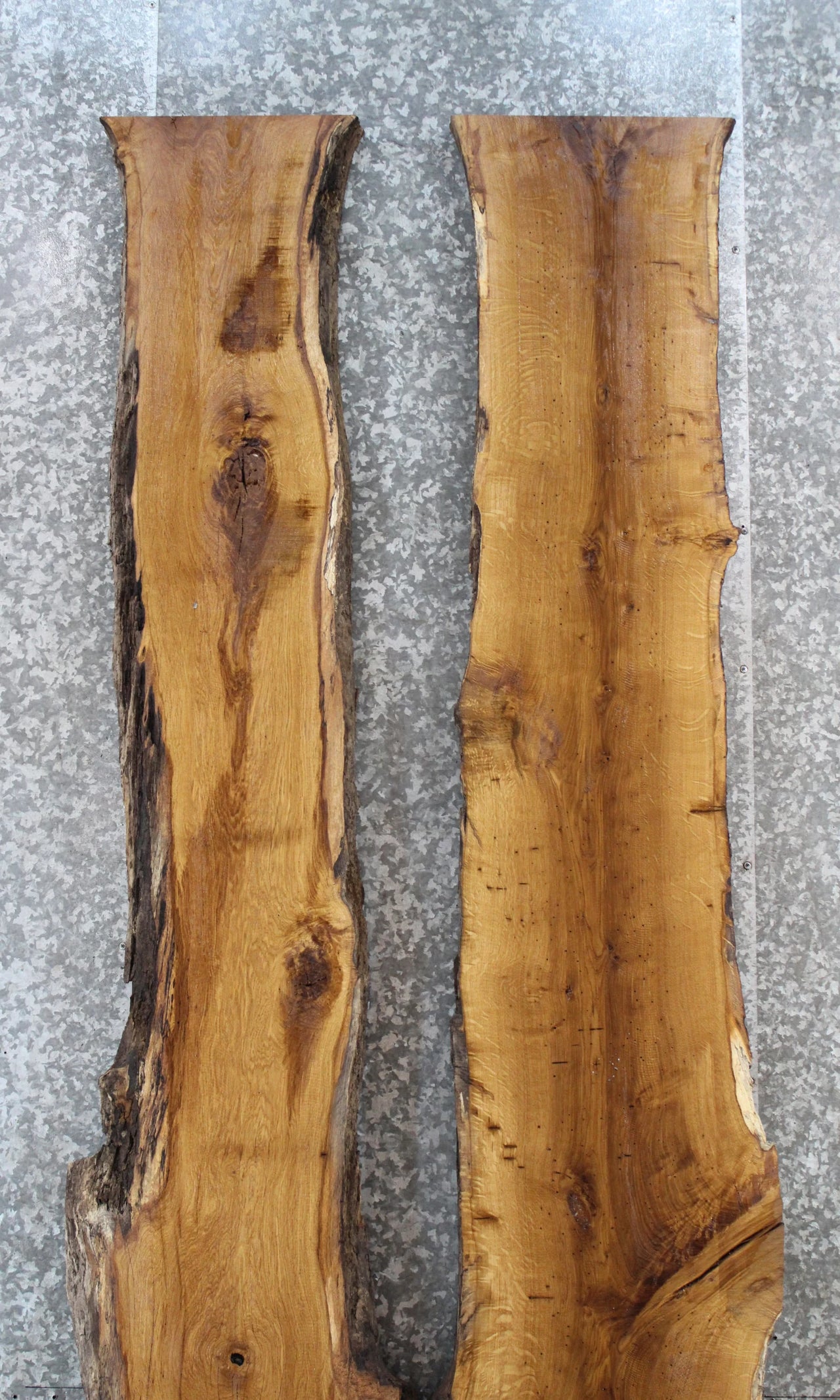 2- Bookmatched Live Edge White Oak River/Dining Table Top 20491-20492