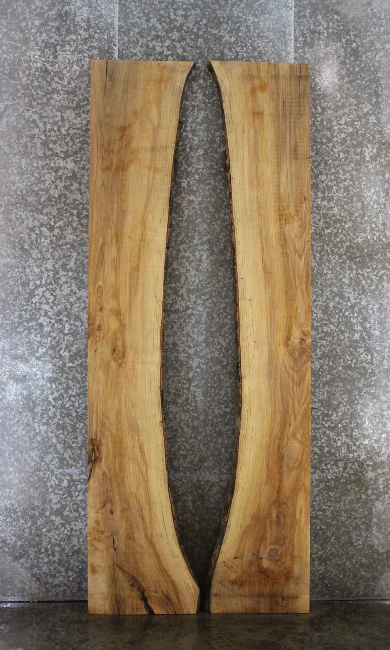 2- Ash Live Edge Book Match Dining Table/Bar Top Slabs 20493-20494
