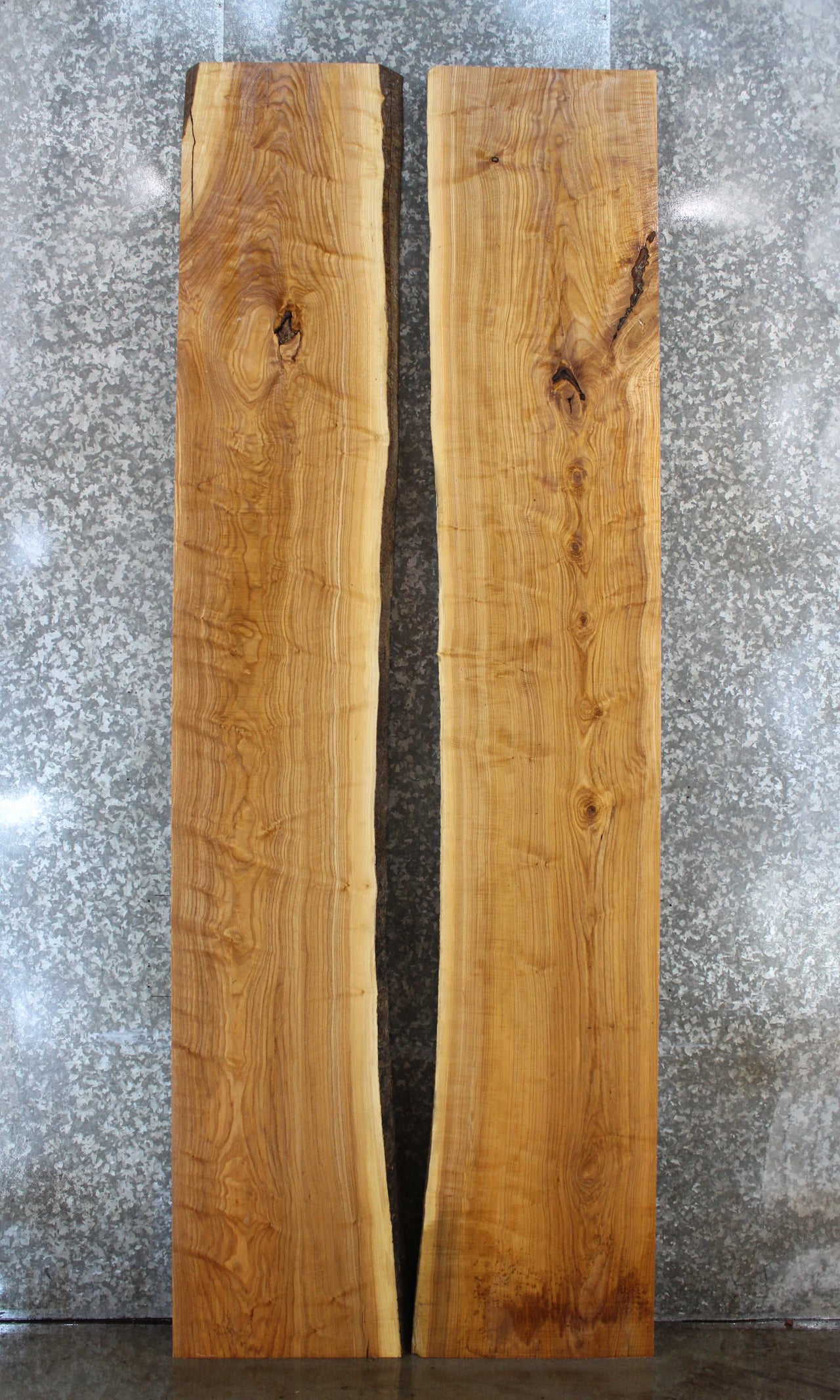 2- Bookmatched Live Edge Ash Kitchen/Dining Table Top 20499-20500