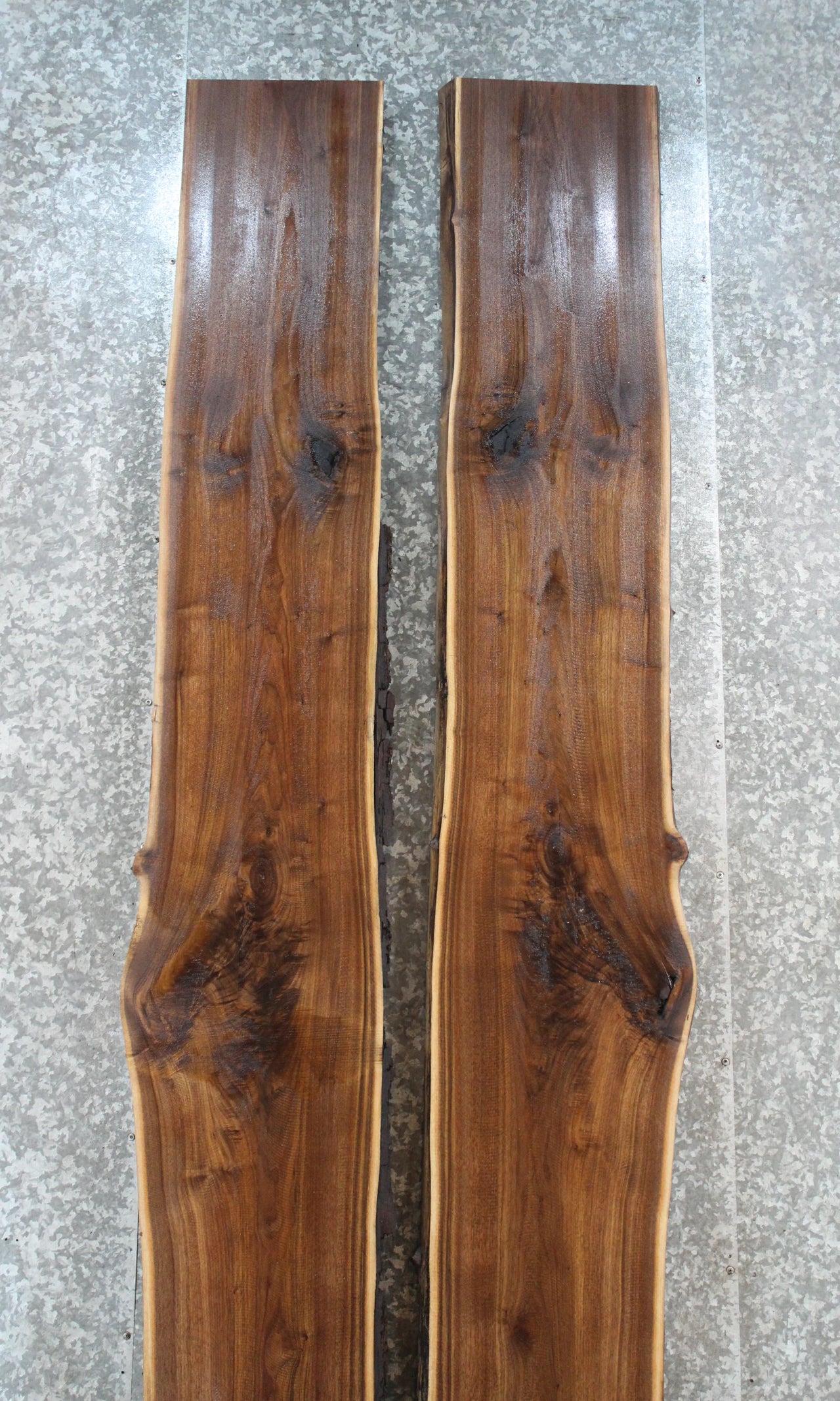 2- Bookmatched Live Edge Black Walnut River/Dining Table Top 20506-20507