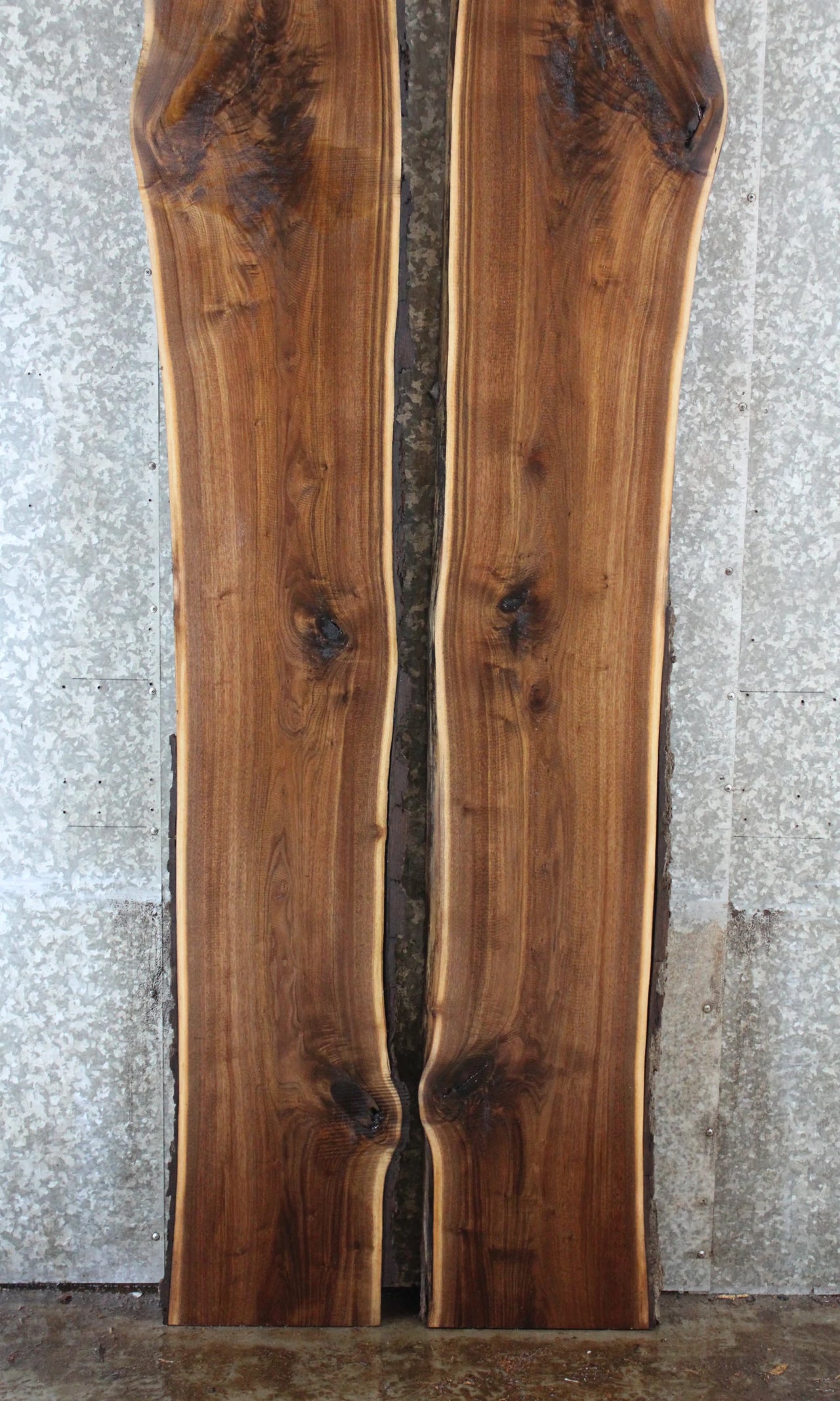 2- Bookmatched Live Edge Black Walnut River/Dining Table Top 20506-20507