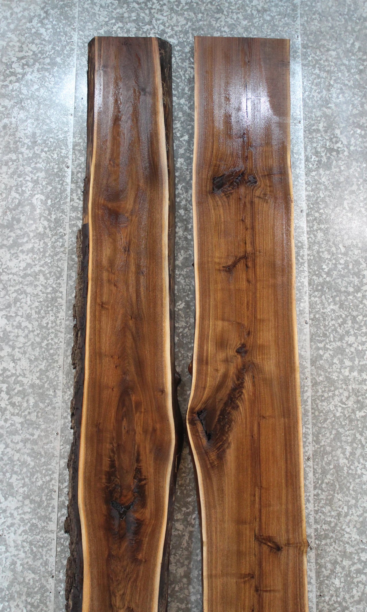 2- Bookmatched Live Edge Black Walnut River/Dining Table Top 20506-20507