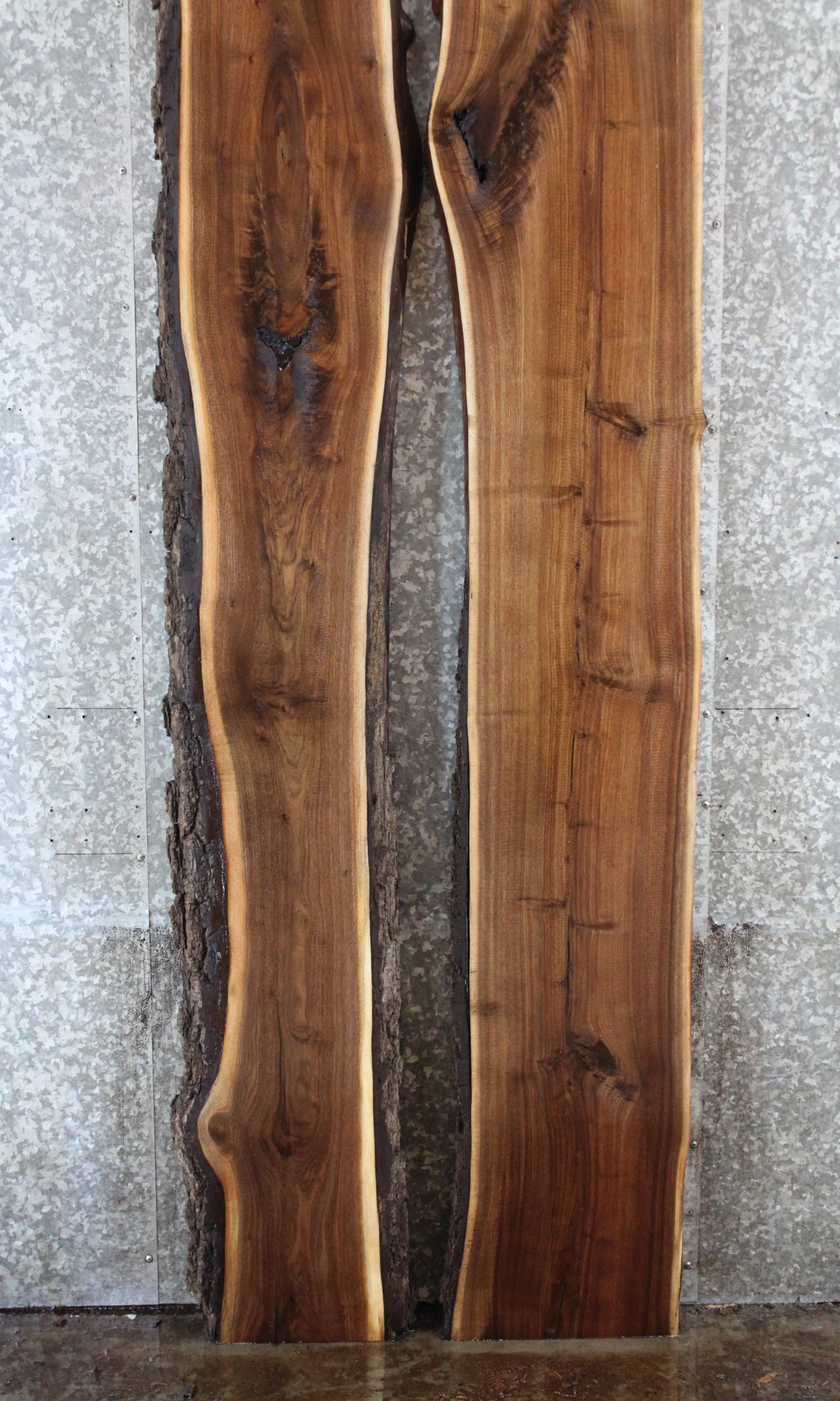 2- Bookmatched Live Edge Black Walnut River/Dining Table Top 20506-20507