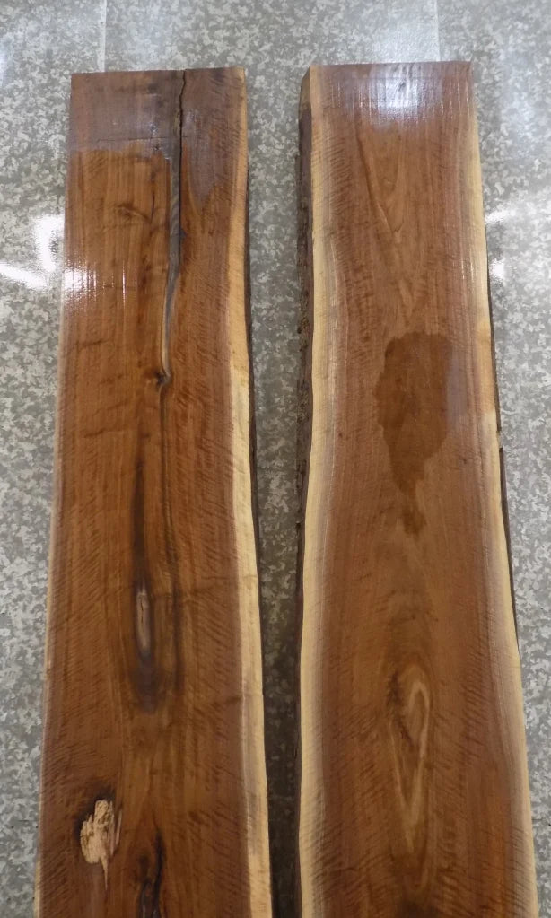 2- Live Edge Black Walnut Bookmatched Dining Table Top Slabs 20508-20509