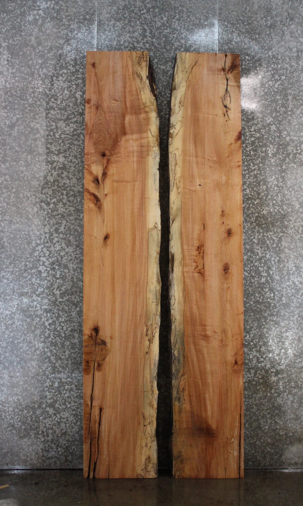2- Spalted Maple Live Edge Book Match Dining Table/Bar Top Slabs 20513-20514