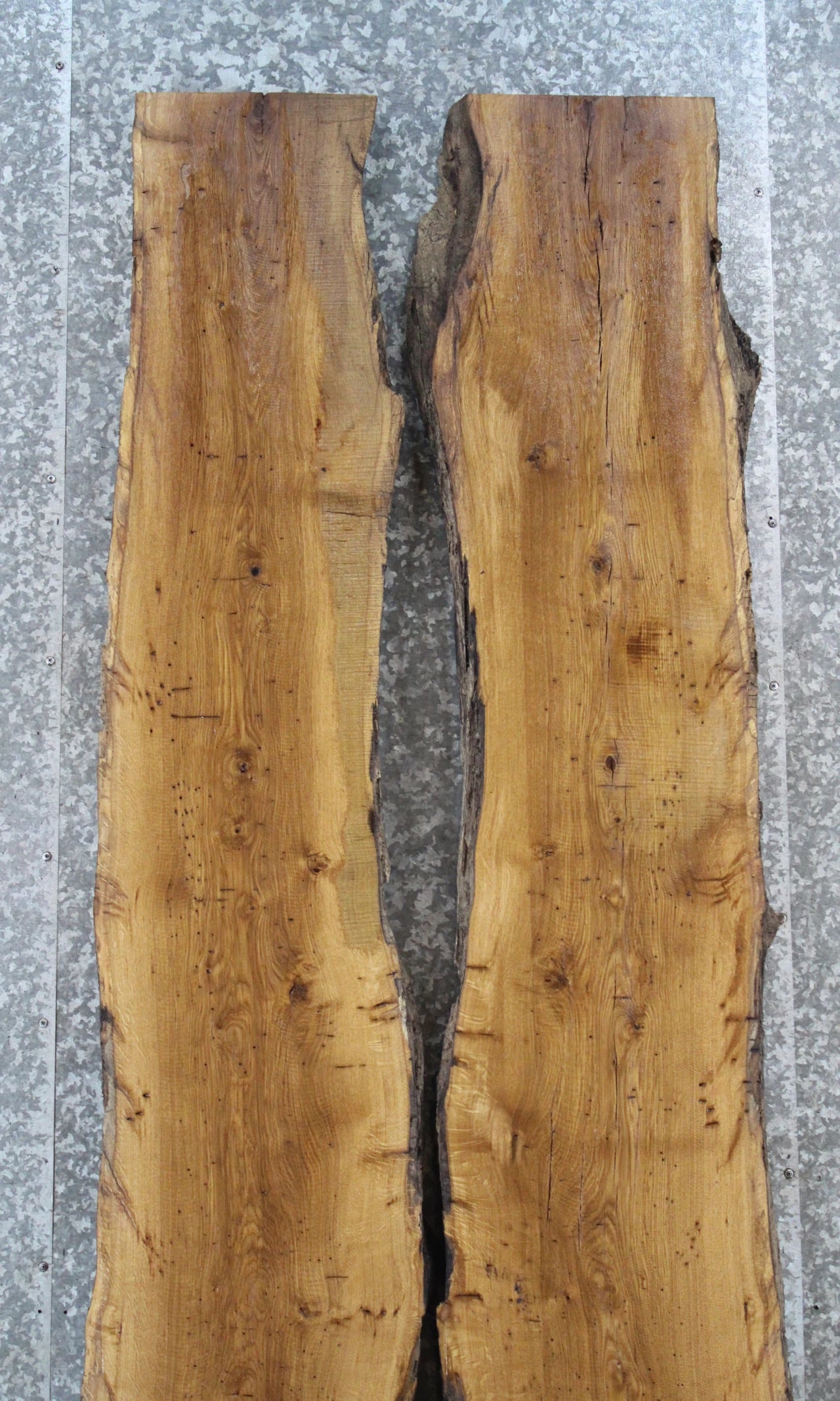 2- Bookmatched Live Edge White Oak River/Dining Table Top 20515-20516