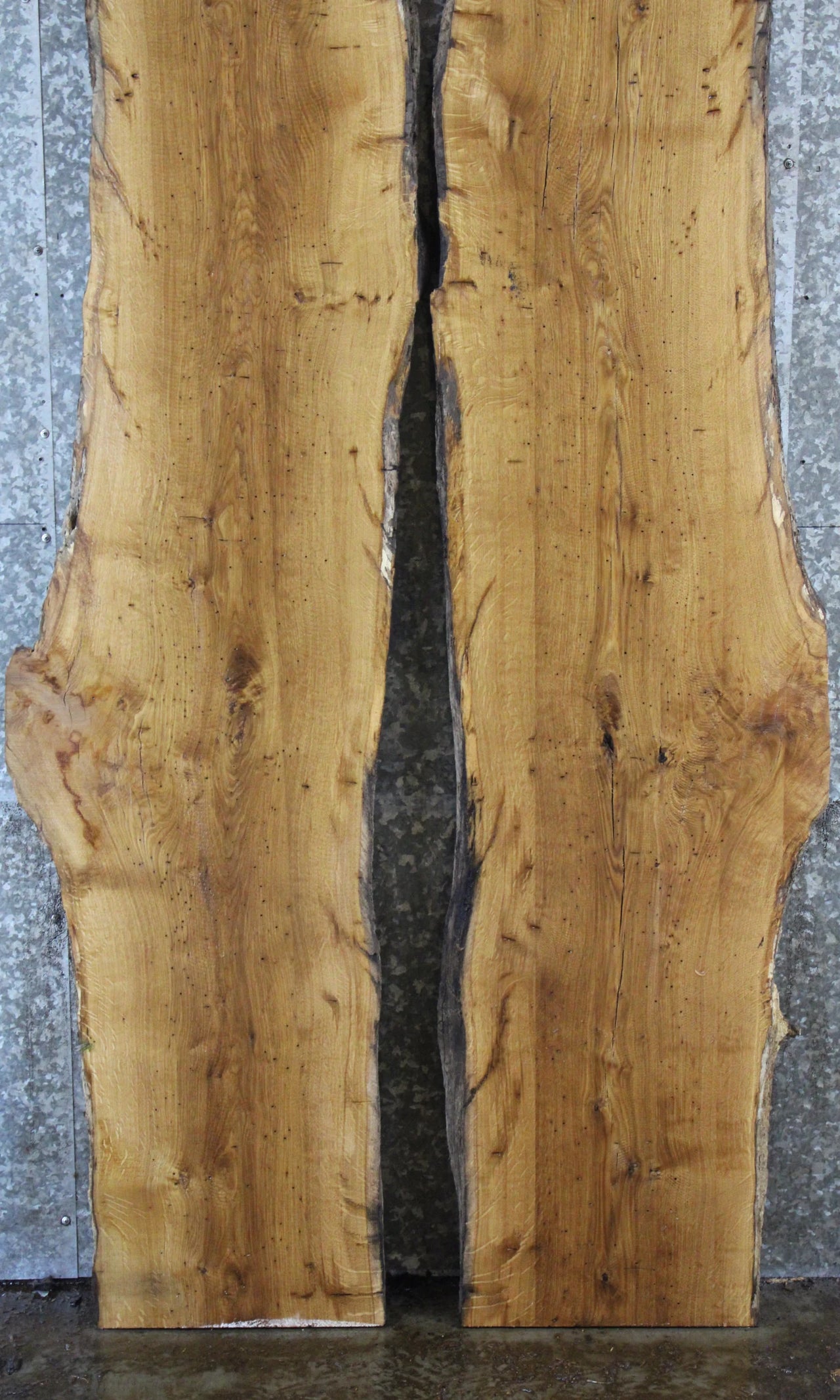2- Bookmatched Live Edge White Oak River/Dining Table Top 20515-20516