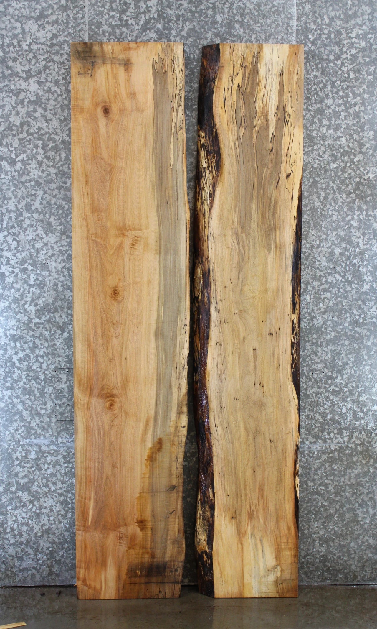 2- Spalted Maple Live Edge Wood Dining Table Top Slab Set 20535-20536