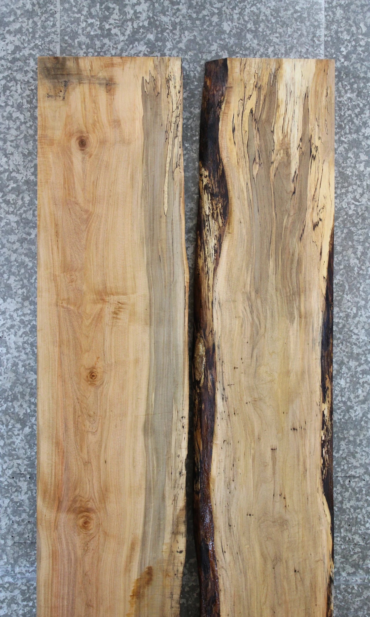 2- Spalted Maple Live Edge Wood Dining Table Top Slab Set 20535-20536