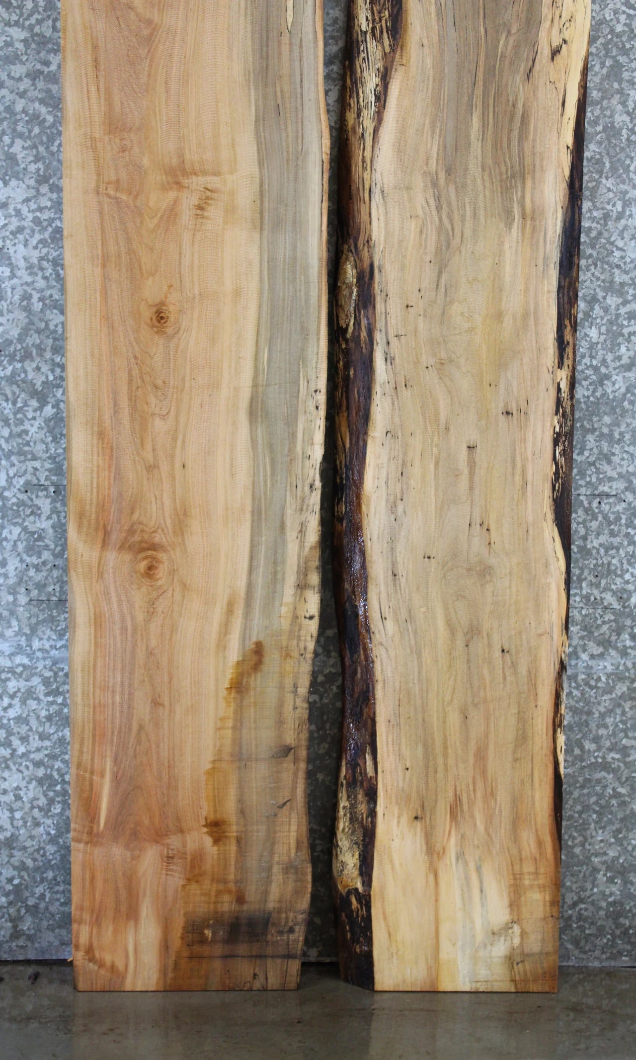 2- Spalted Maple Live Edge Wood Dining Table Top Slab Set 20535-20536