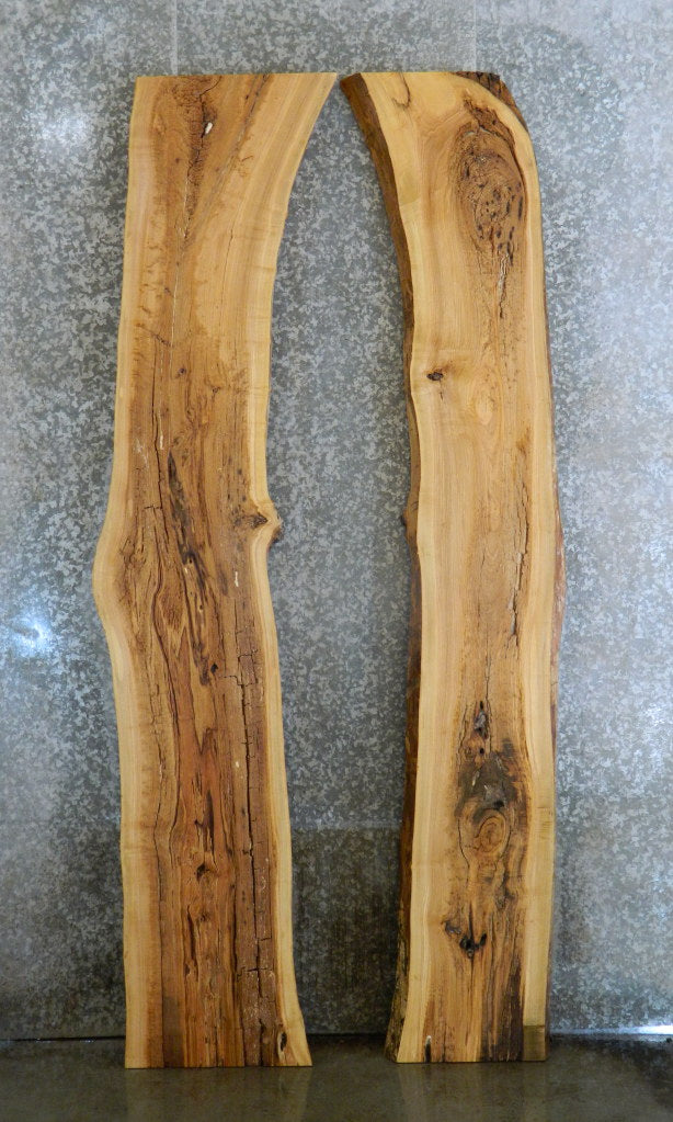 2- Bookmatched Live Edge Rustic Ash Bar/Table Top Slabs 20545-20546