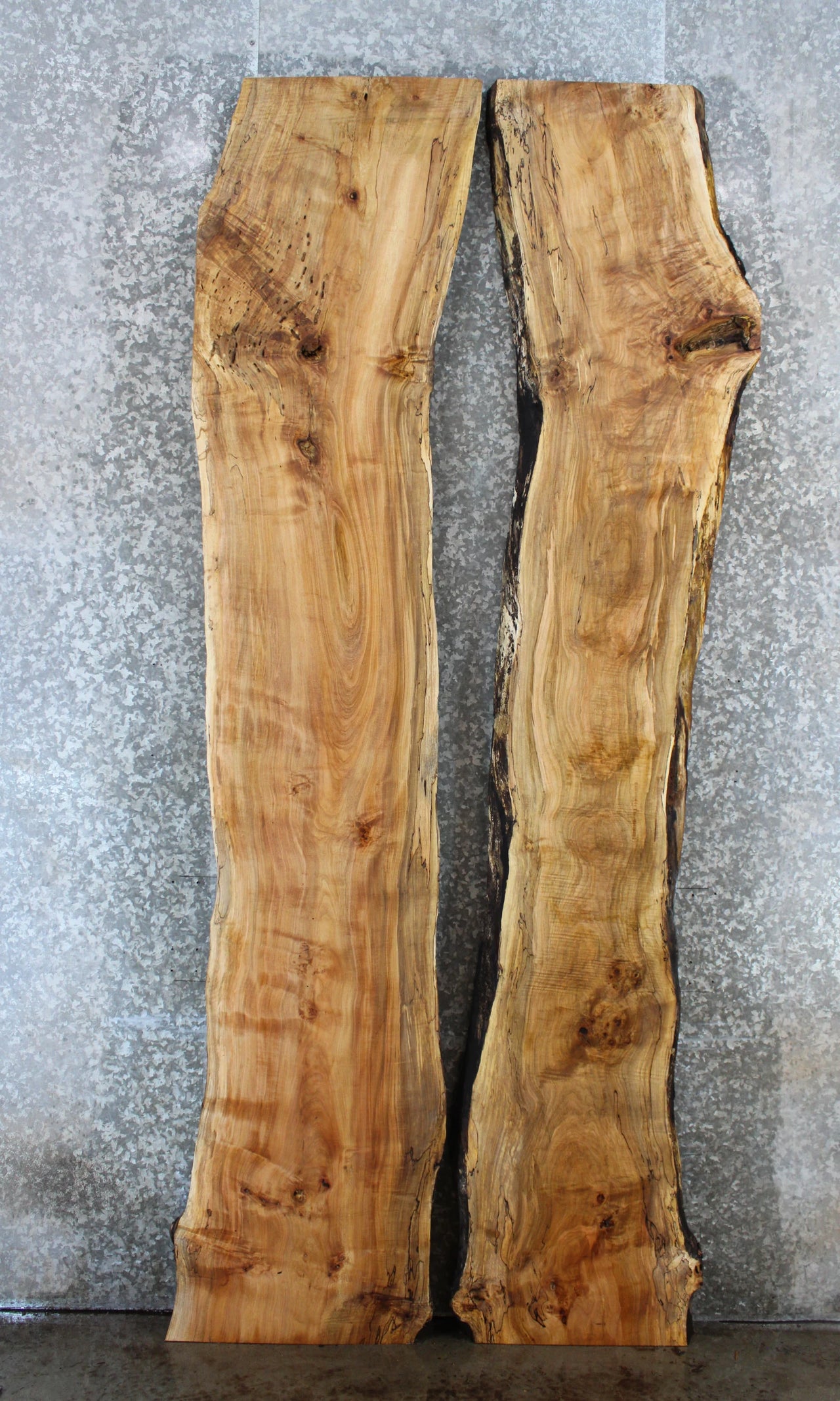 2- Bookmatched Live Edge Spalted Maple River/Kitchen Table Top 20549-20550
