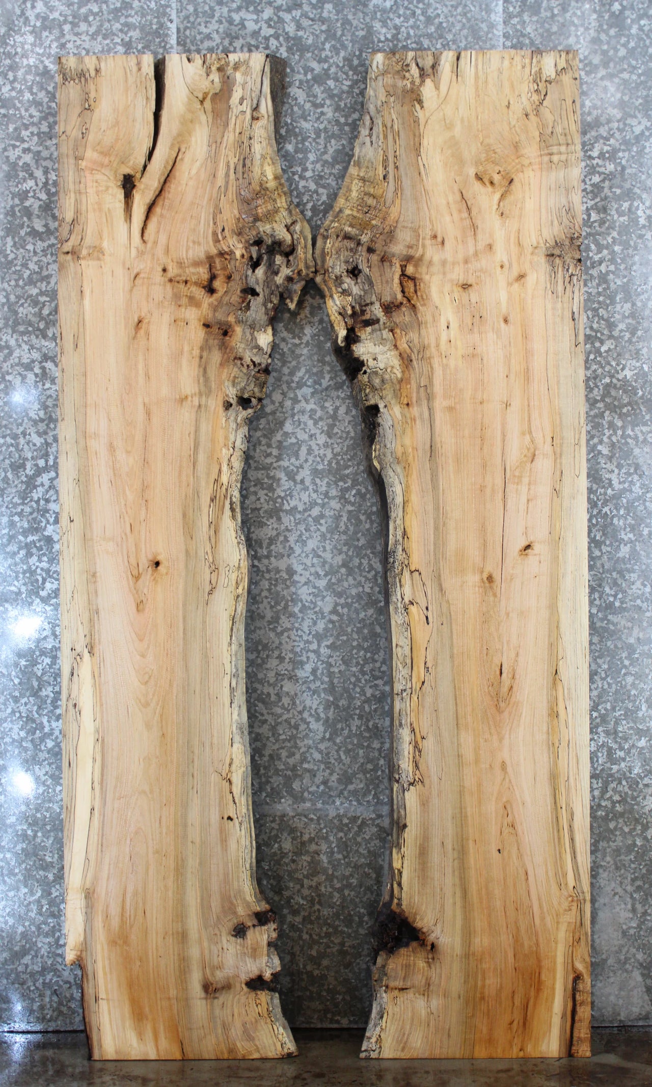 2- Live Edge Figured Maple Dining Table Top Slabs, Solid Wood 20559-20560