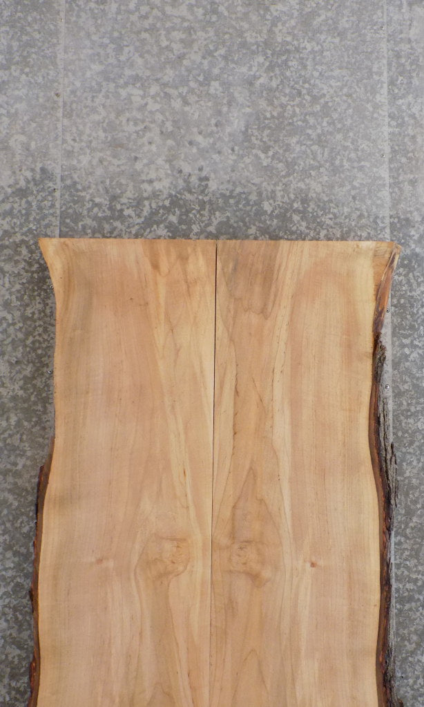 2- Natural Edge Maple Bookmatched Dining Table Top Slab Set 20572-20573