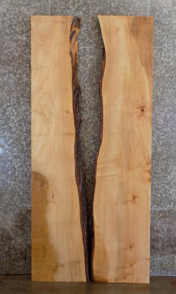 2- Live Edge Bookmatched Maple Rustic Dining Table Top Slabs 20572-20573