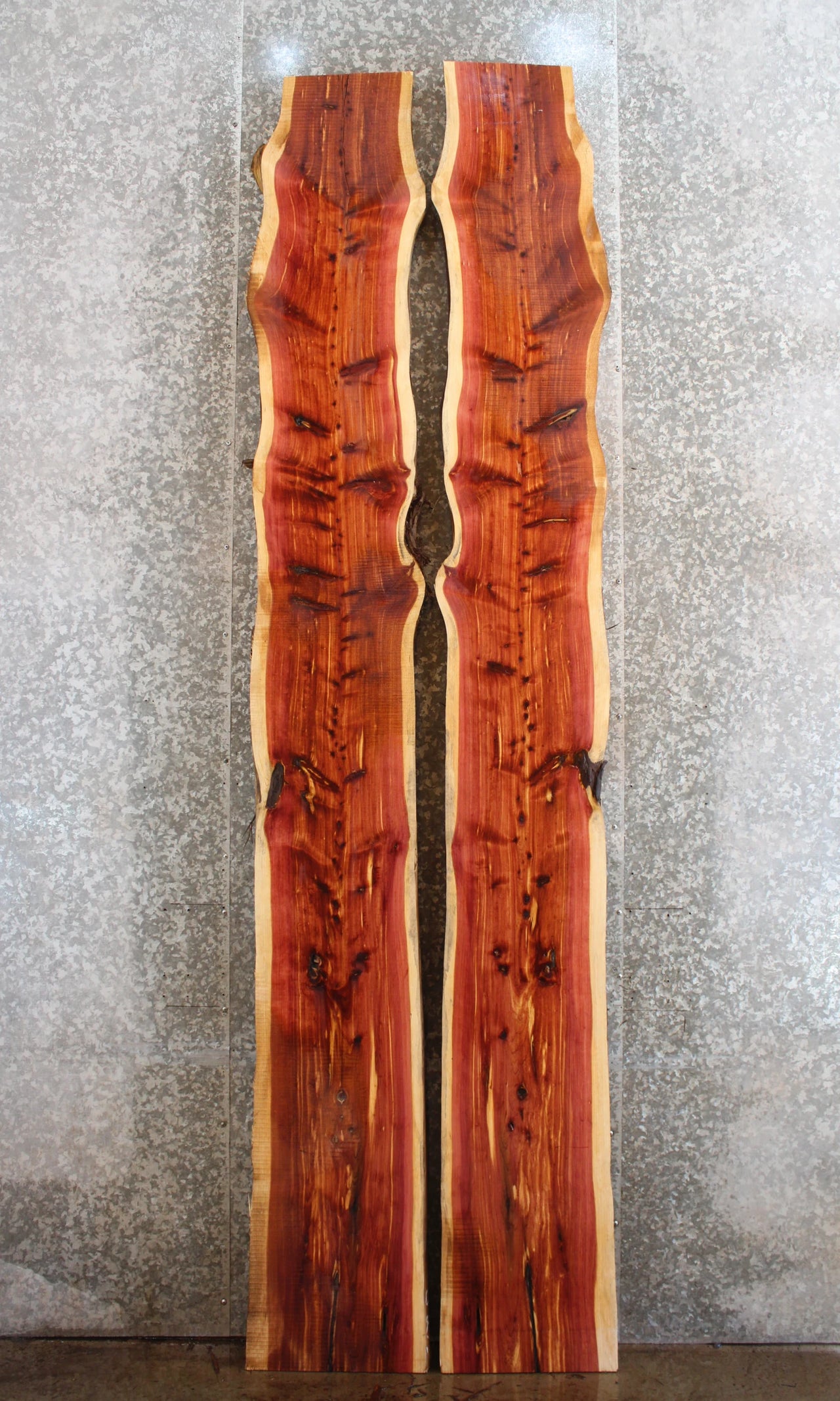 2- Live Edge Red Cedar Slabs, Wood Dining Table, Bar Top, Benches 20590-20591