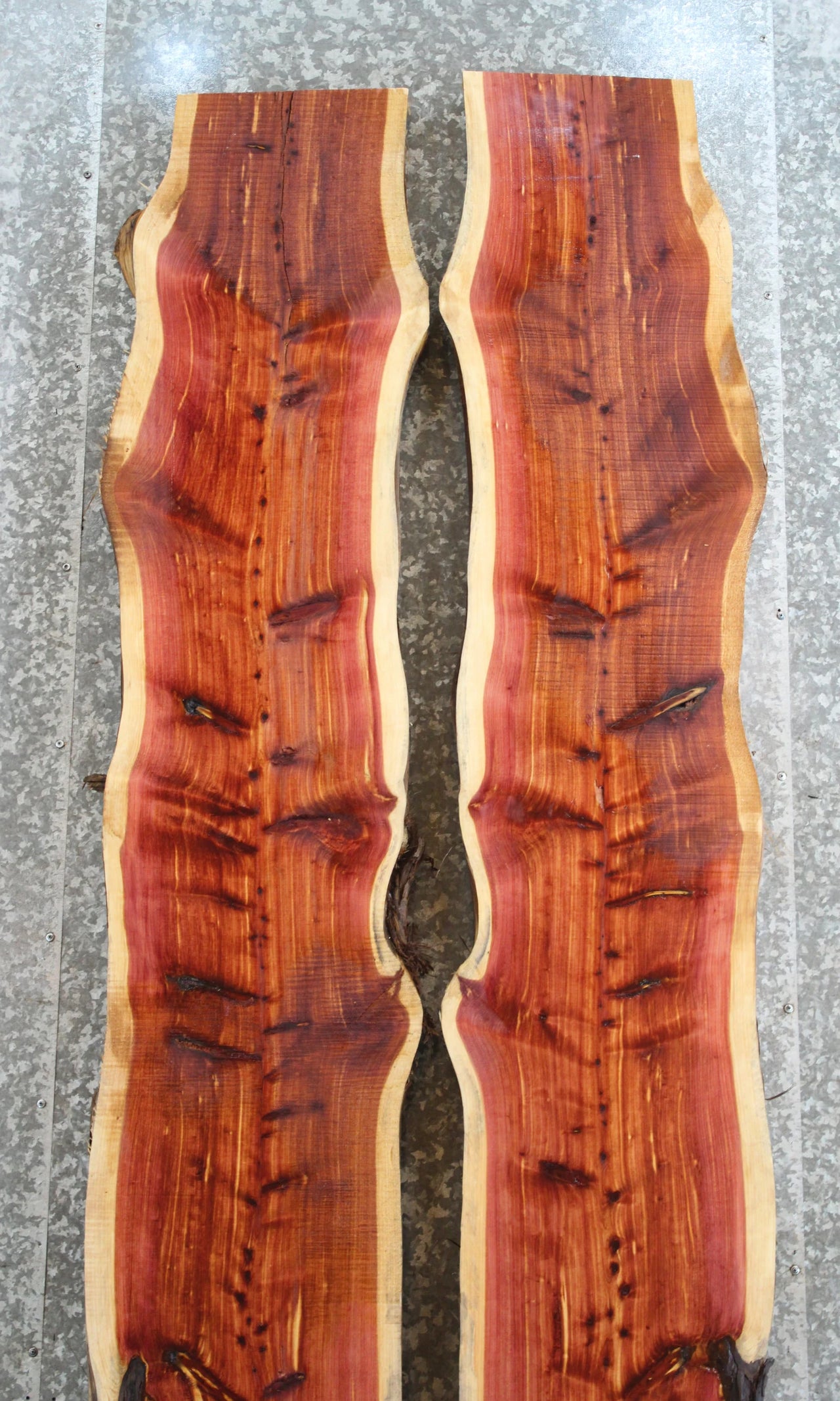 2- Live Edge Red Cedar Slabs, Wood Dining Table, Bar Top, Benches 20590-20591