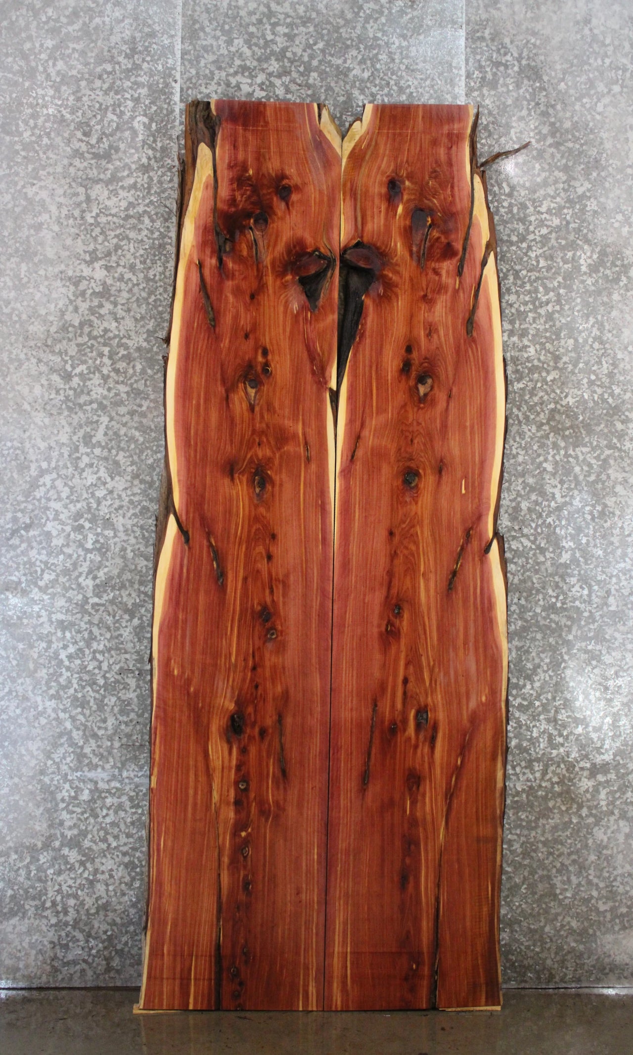 2- Rustic Red Cedar Live Edge Dining Table Top Slab Set 20592-20593