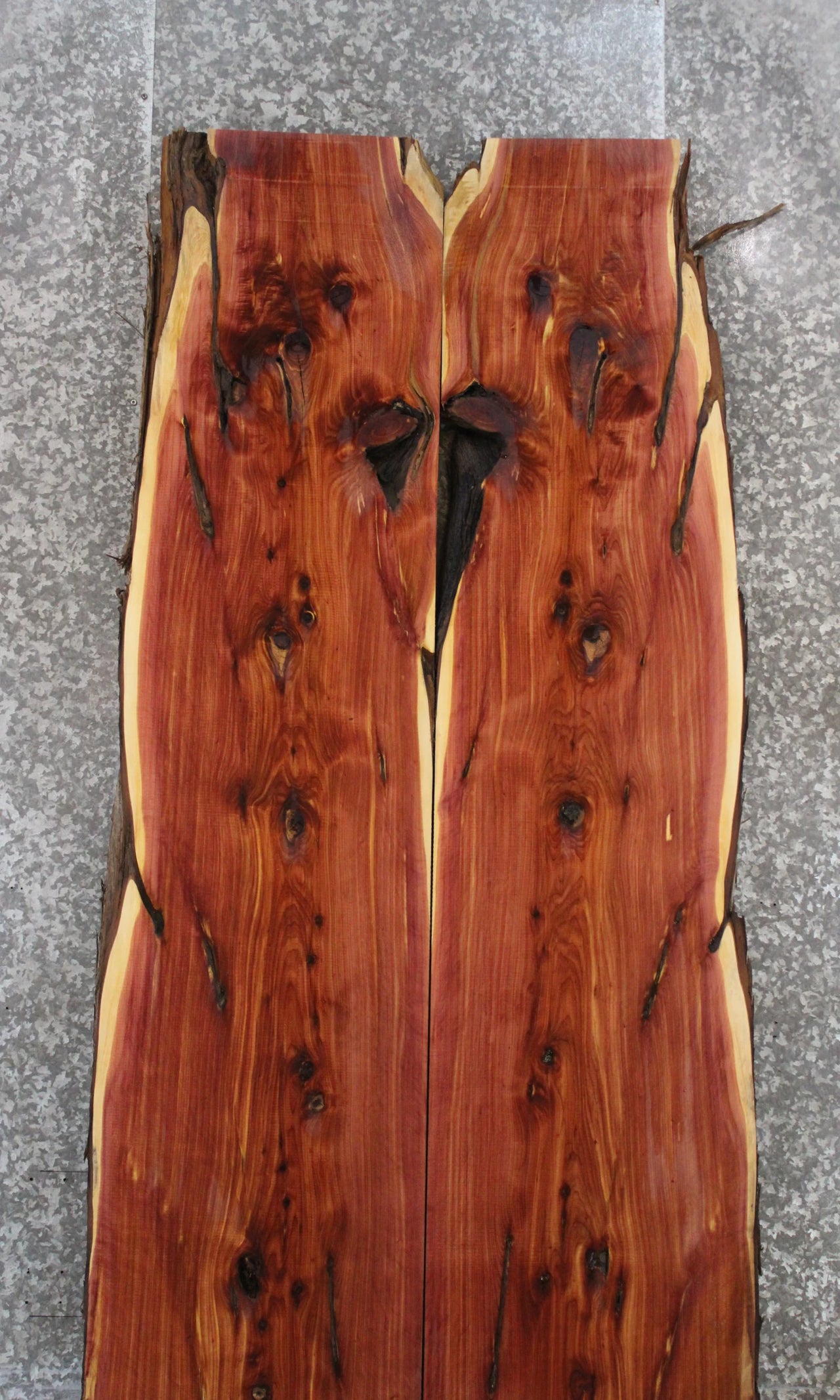 2- Rustic Red Cedar Live Edge Dining Table Top Slab Set 20592-20593