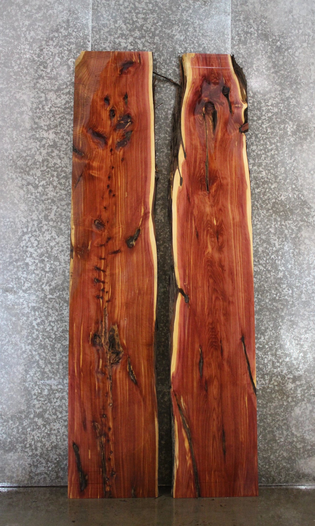 2- Rustic Red Cedar Live Edge Dining Table Top Slab Set 20592-20593