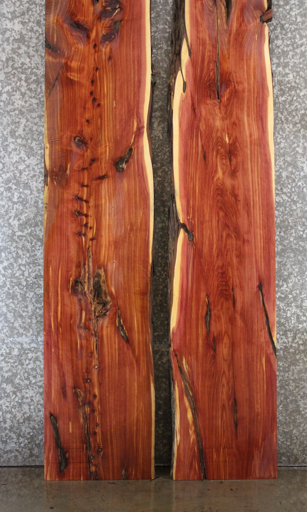 2- Rustic Red Cedar Live Edge Dining Table Top Slab Set 20592-20593