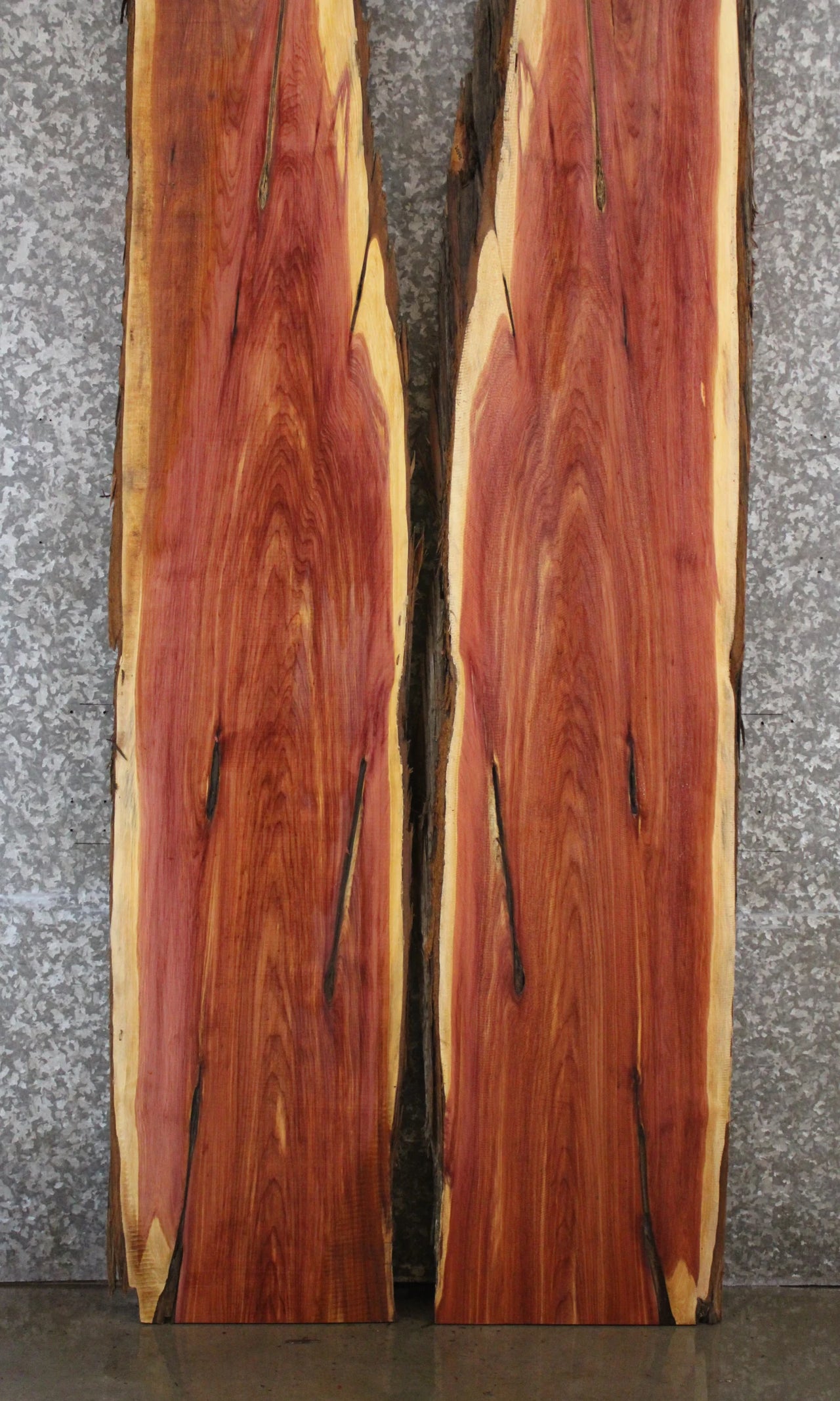 2- Rustic Red Cedar Book Matched Slabs, Live Edge Wood 20594-20595