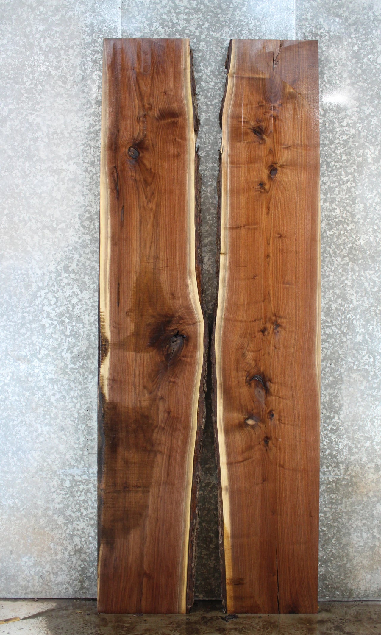 2- Bookmatched Live Edge Black Walnut Dining/Kitchen Table Top 20600-20601