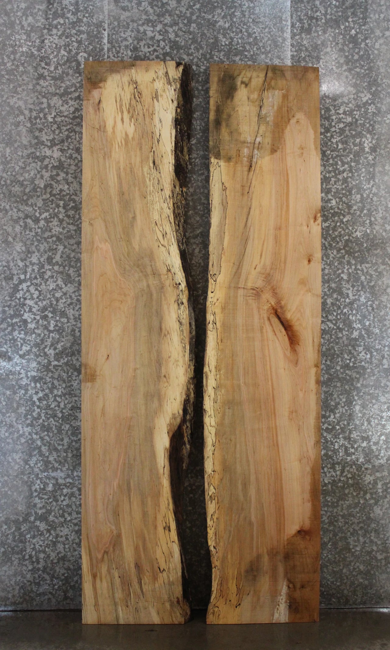 2- Thick Spalted Maple Live Edge Wood Dining Table Top Slabs 20609-20610