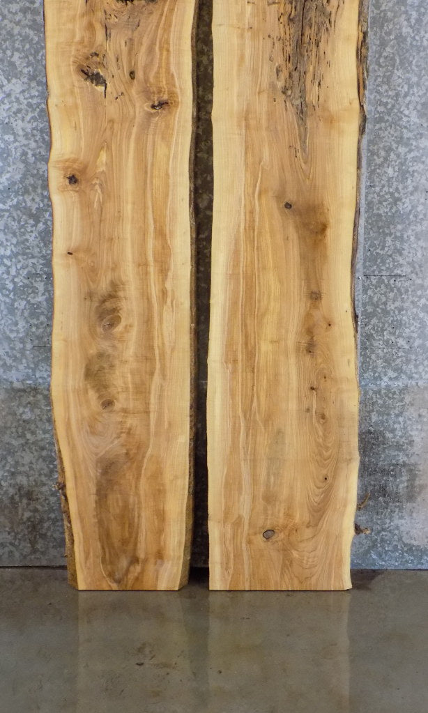2- Salvaged Live Edge Ash Bookmatched River Table Top Slabs 20639-20640