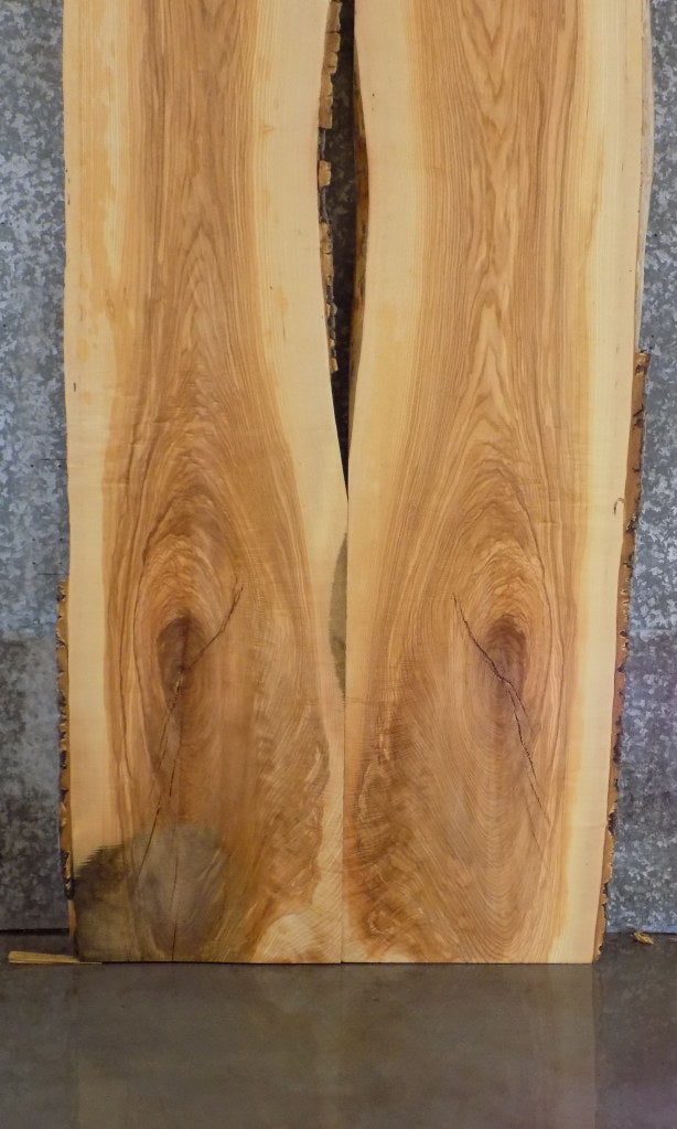 2- Live Edge Ash Rustic Bookmatched Pond Table Top Slabs 20650-20651