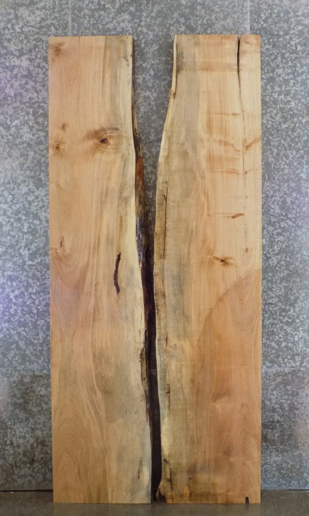2- Natural Edge Maple Rustic Bookmatched Dining Table Top Slabs 20666-20667