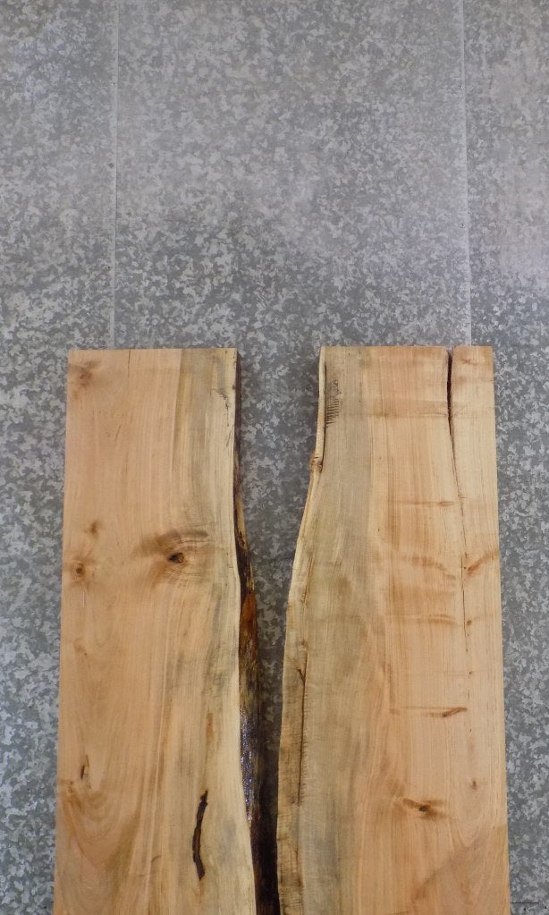 2- Natural Edge Maple Rustic Bookmatched Dining Table Top Slabs 20666-20667