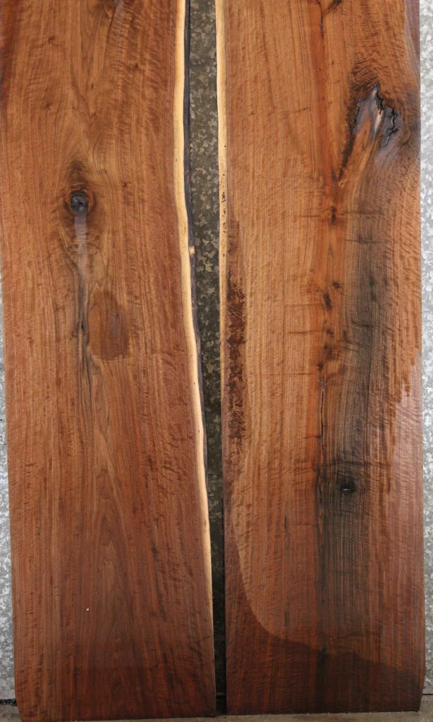 2- Live Edge Walnut Bookmatched Dining Table Top Slabs 20670-20671