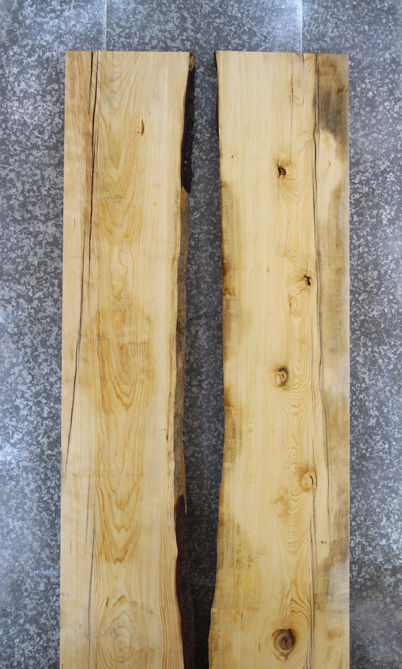 2- Bookmatched Live Edge Knotty Pine Kitchen/Conference Table Top 20675-20676