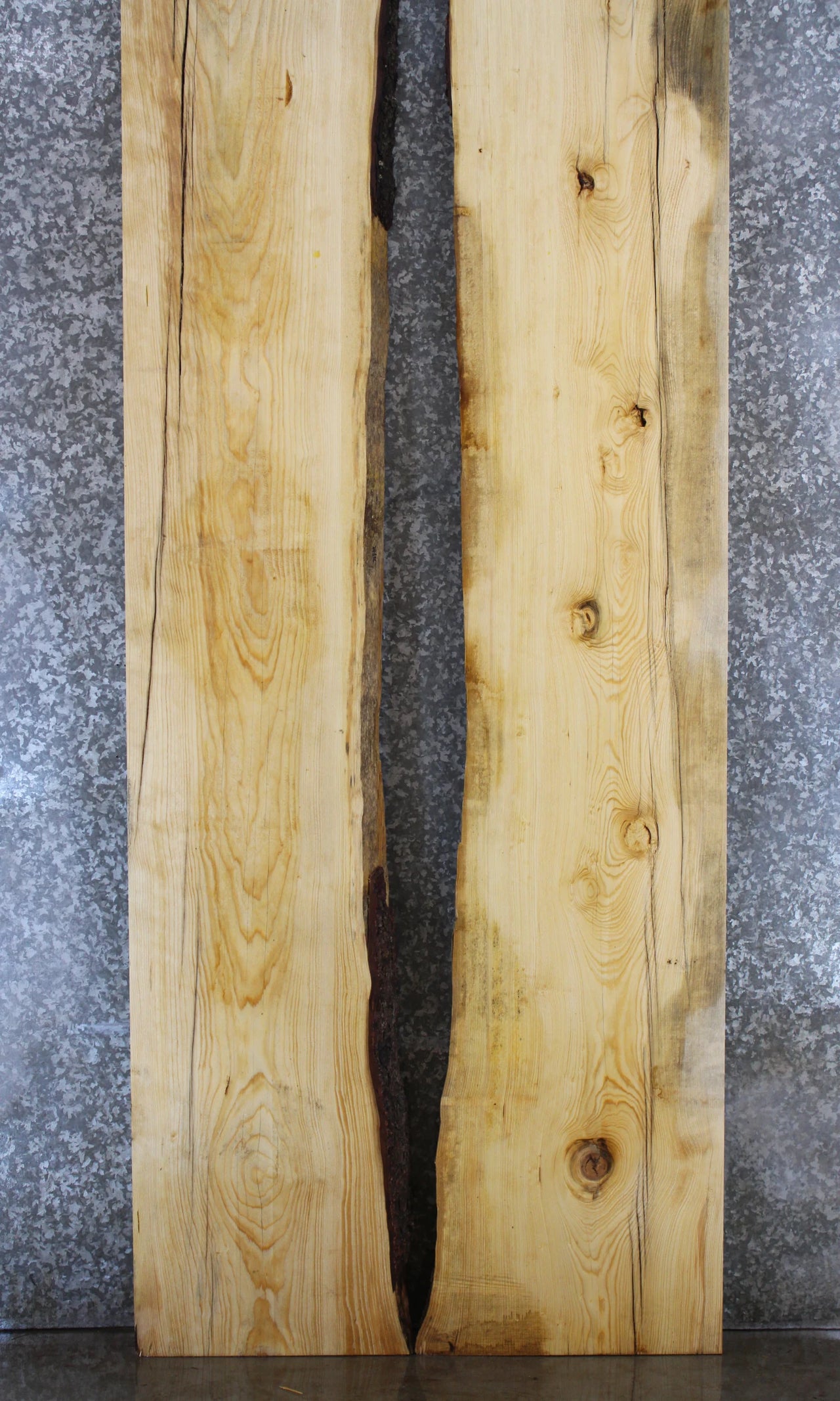 2- Bookmatched Live Edge Knotty Pine Kitchen/Conference Table Top 20675-20676