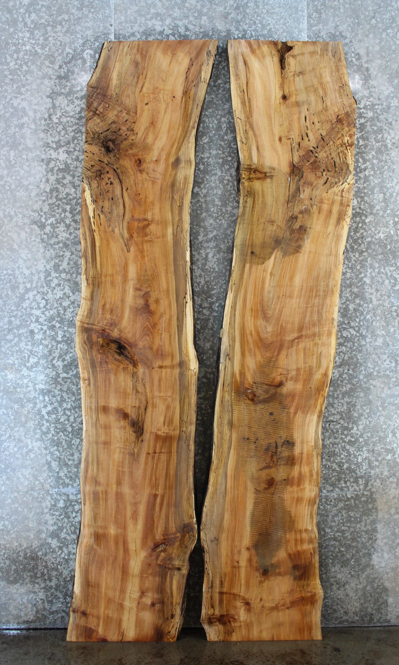 2- Bookmatched Live Edge Spalted Maple River/Kitchen Table Top 20678-20679