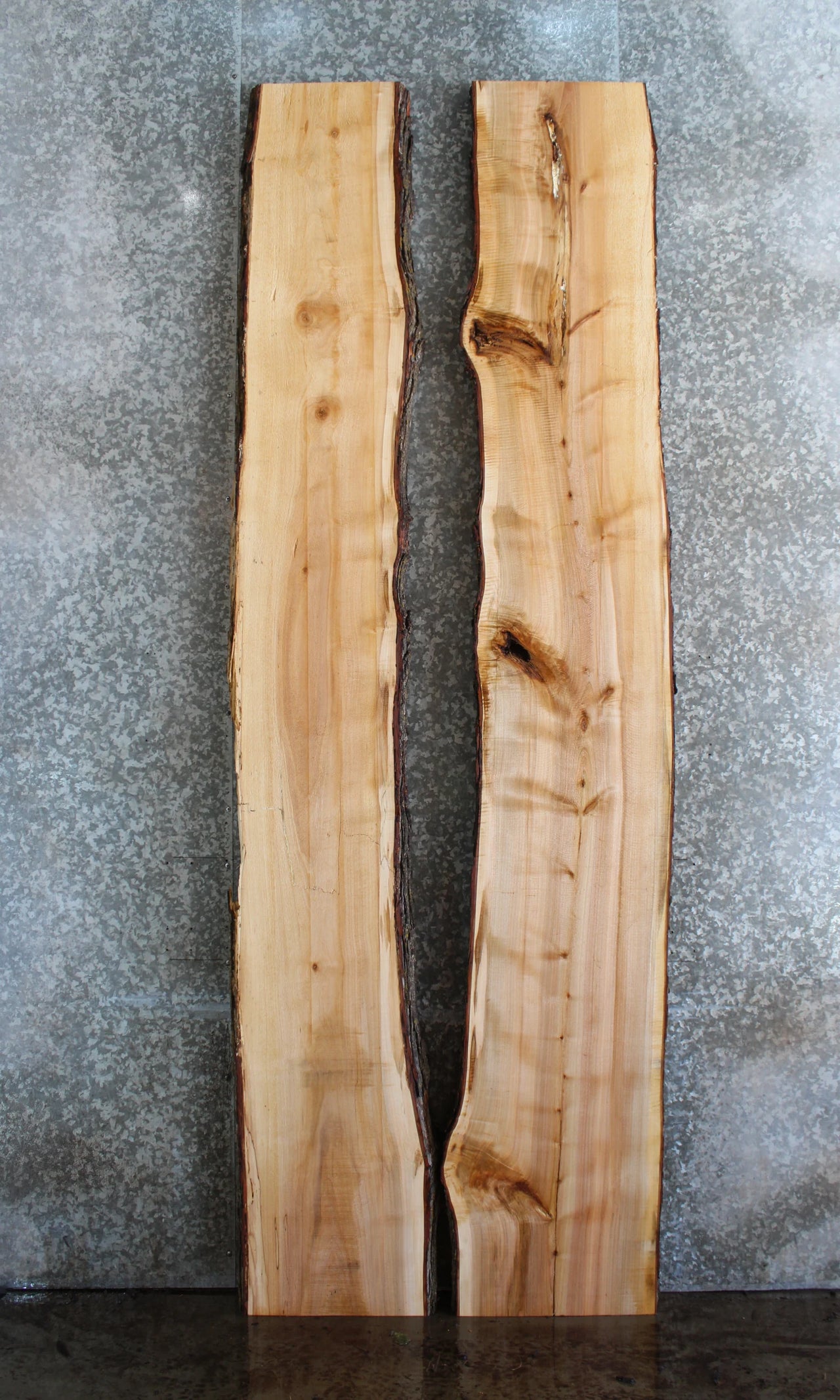 2- Bookmatched Live Edge Maple River Table/Bar Top Slabs 20681-20682