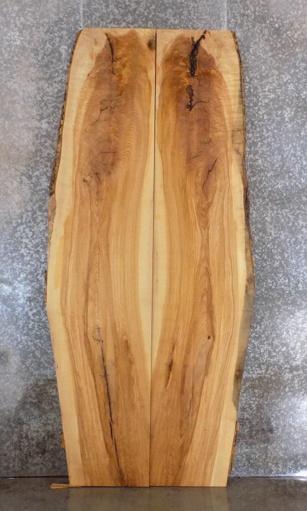 2- Rustic Live Edge Ash Bookmatched Dining Table Top Slabs 20687-20688