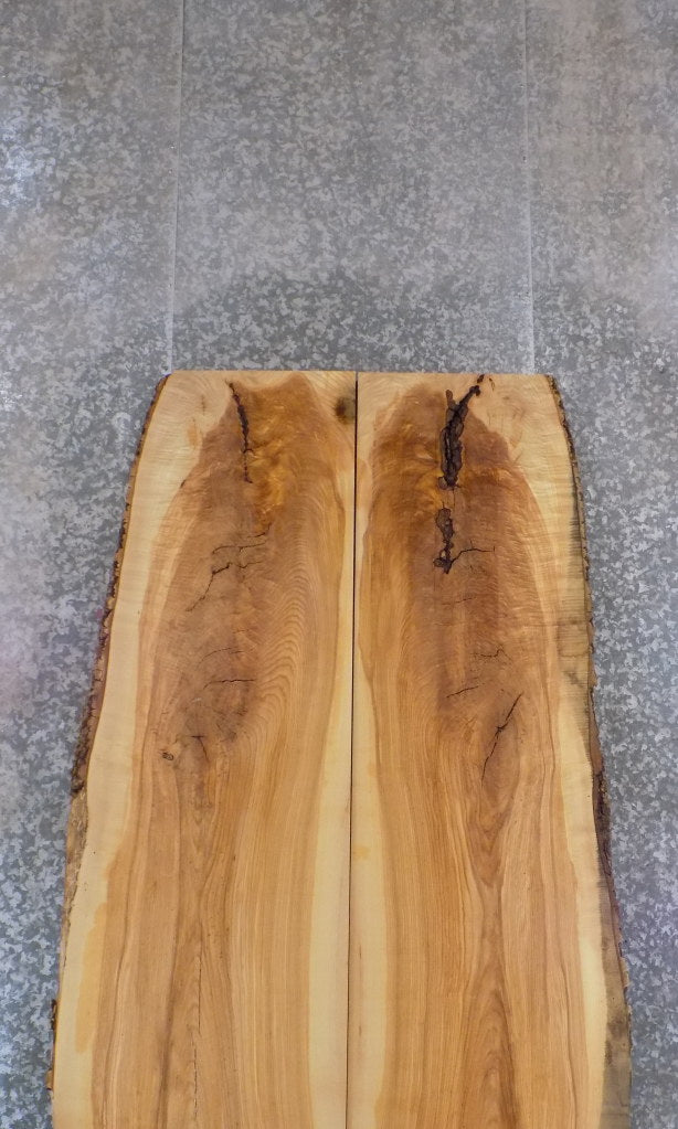 2- Rustic Live Edge Ash Bookmatched Dining Table Top Slabs 20687-20688