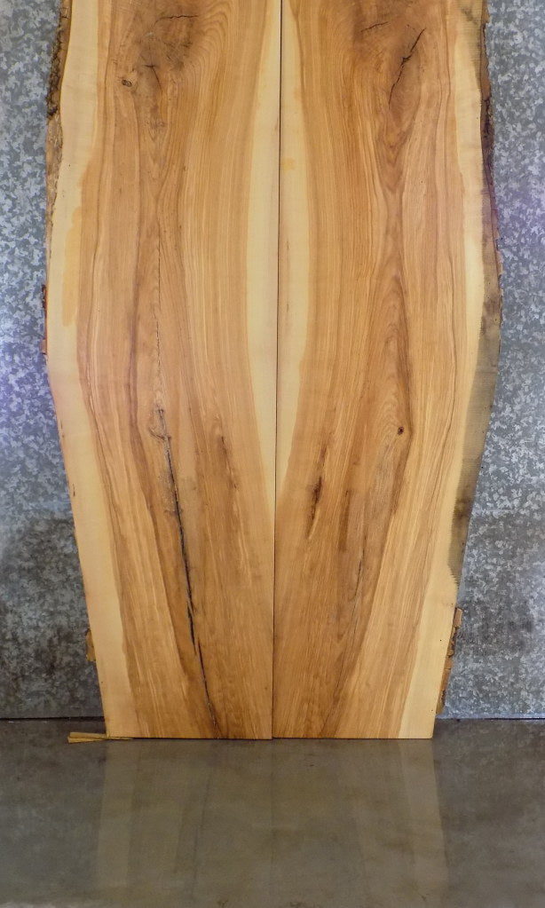 2- Rustic Live Edge Ash Bookmatched Dining Table Top Slabs 20687-20688