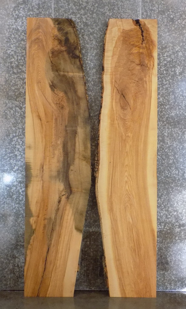 2- Rustic Live Edge Ash Bookmatched Dining Table Top Slabs 20687-20688
