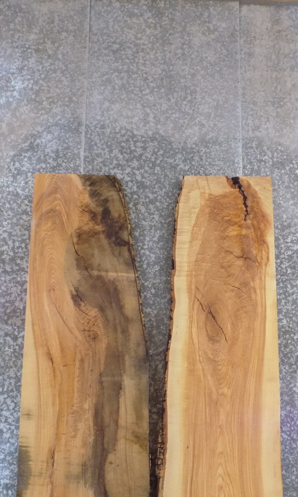 2- Rustic Live Edge Ash Bookmatched Dining Table Top Slabs 20687-20688