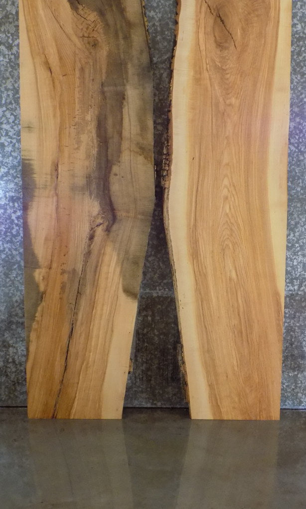 2- Rustic Live Edge Ash Bookmatched Dining Table Top Slabs 20687-20688